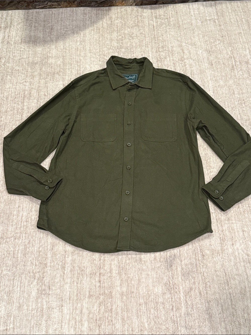 Olive Green Long-Sleeve Button-Up Shirt